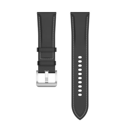For Huawei Watch GT/Samsung Gear S3/Galaxy Watch 46mm Smart Watch Band 22mm Universal Stitching Line First Layer Cowhide Solid Color Strap