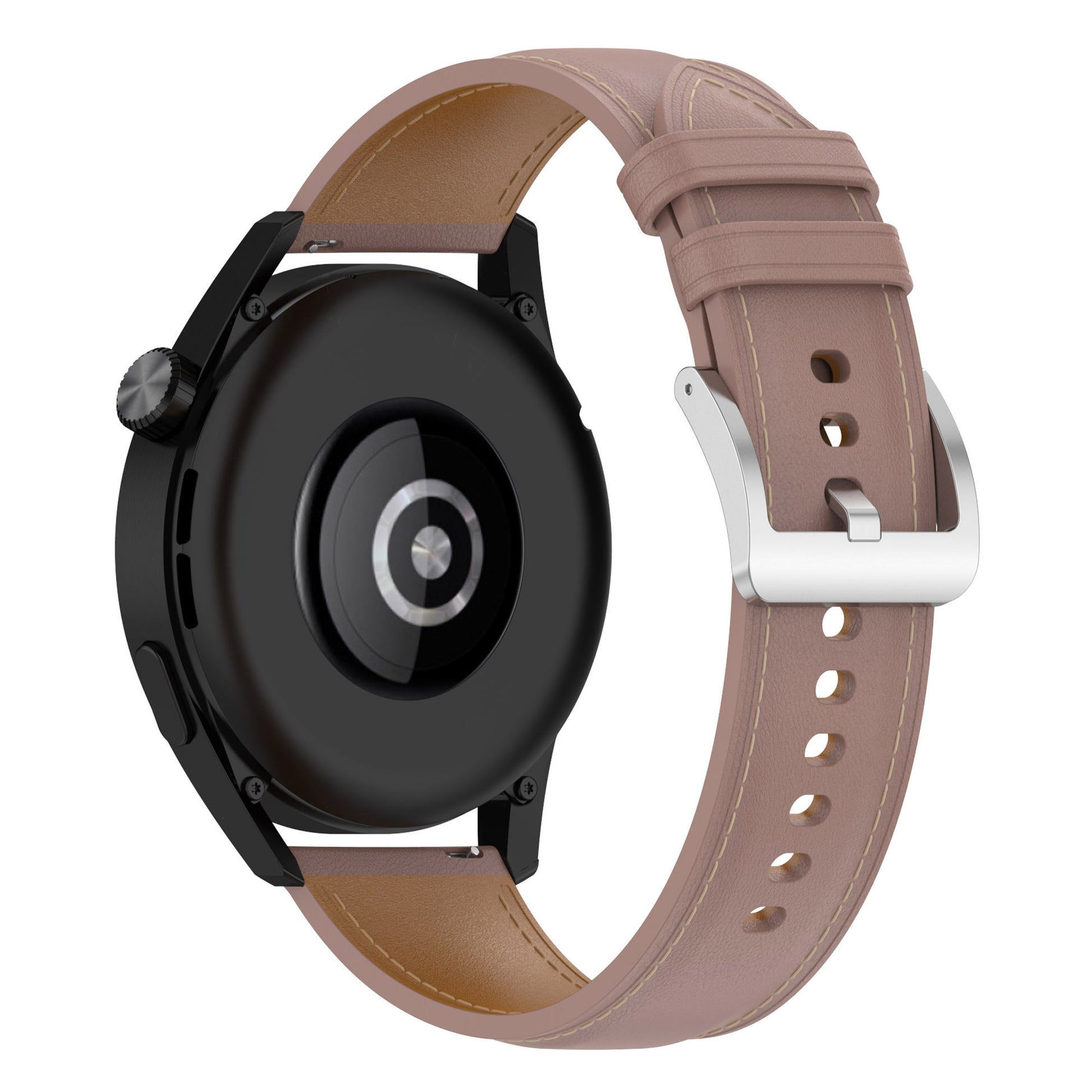 For Huawei Watch GT/Samsung Gear S3/Galaxy Watch 46mm Smart Watch Band 22mm Universal Stitching Line First Layer Cowhide Solid Color Strap