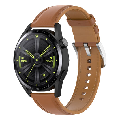 For Huawei Watch GT/Samsung Gear S3/Galaxy Watch 46mm Smart Watch Band 22mm Universal Stitching Line First Layer Cowhide Solid Color Strap
