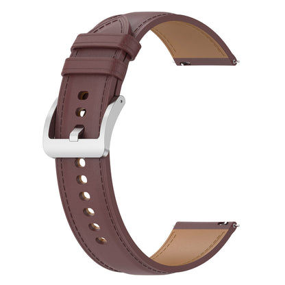 For Huawei Watch GT/Samsung Gear S3/Galaxy Watch 46mm Smart Watch Band 22mm Universal Stitching Line First Layer Cowhide Solid Color Strap