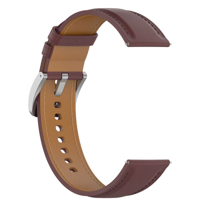 For Huawei Watch GT/Samsung Gear S3/Galaxy Watch 46mm Smart Watch Band 22mm Universal Stitching Line First Layer Cowhide Solid Color Strap