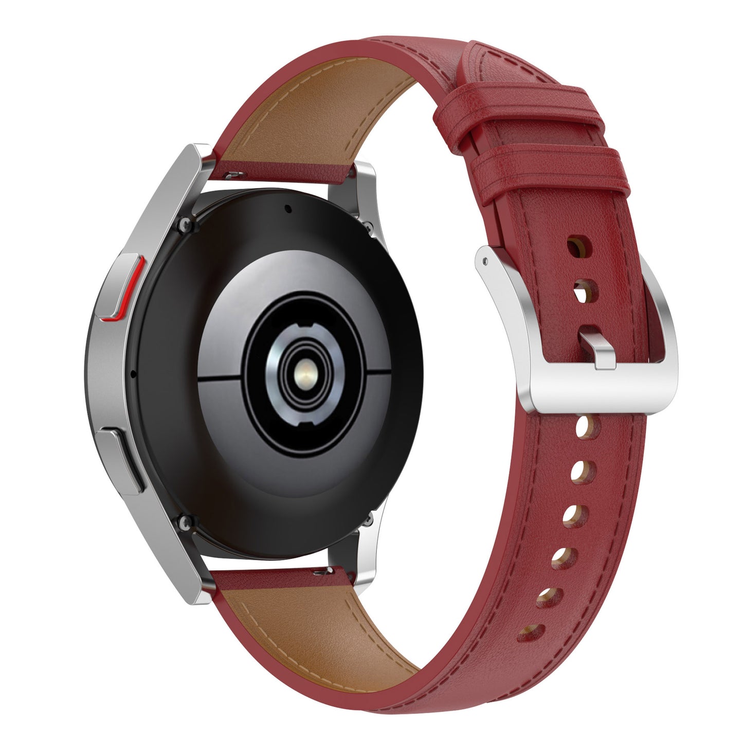 For Huawei Watch GT2/Samsung Galaxy Watch Active 20mm Universal Stitching Line First Layer Cowhide Solid Color Smart Watch Replacement Strap