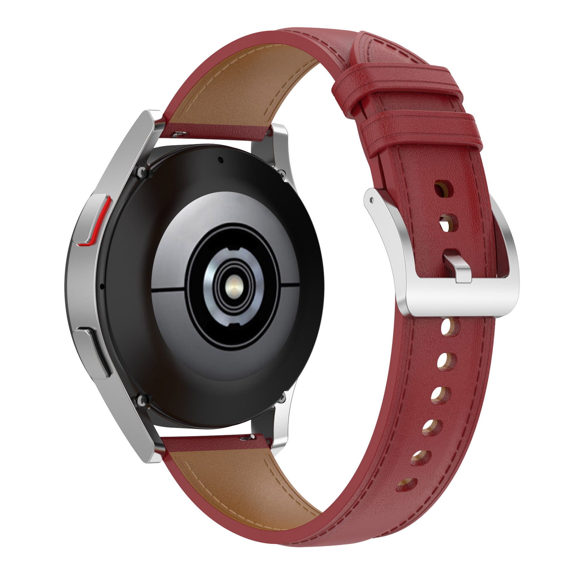 For Huawei Watch GT2/Samsung Galaxy Watch Active 20mm Universal Stitching Line First Layer Cowhide Solid Color Smart Watch Replacement Strap