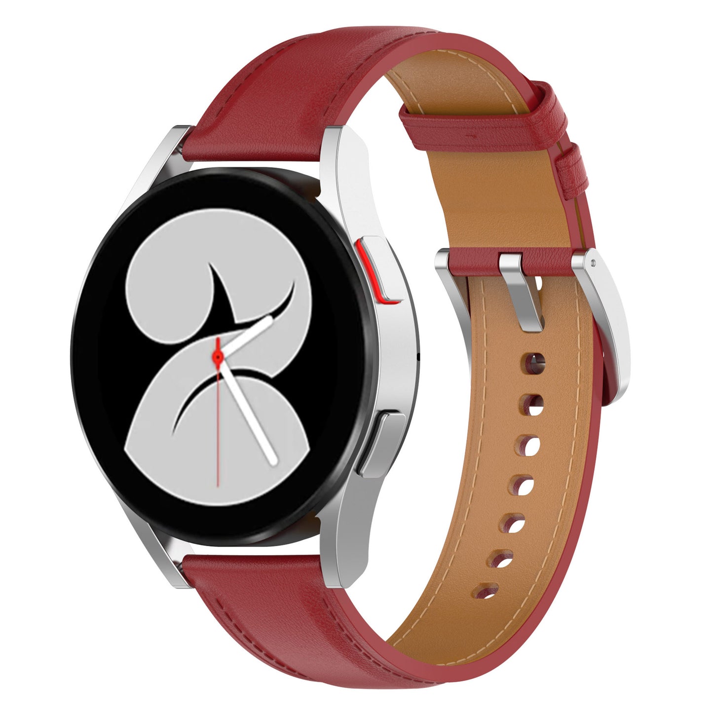 For Huawei Watch GT2/Samsung Galaxy Watch Active 20mm Universal Stitching Line First Layer Cowhide Solid Color Smart Watch Replacement Strap