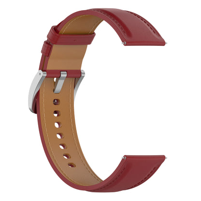 For Huawei Watch GT2/Samsung Galaxy Watch Active 20mm Universal Stitching Line First Layer Cowhide Solid Color Smart Watch Replacement Strap