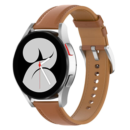For Huawei Watch GT2/Samsung Galaxy Watch Active 20mm Universal Stitching Line First Layer Cowhide Solid Color Smart Watch Replacement Strap
