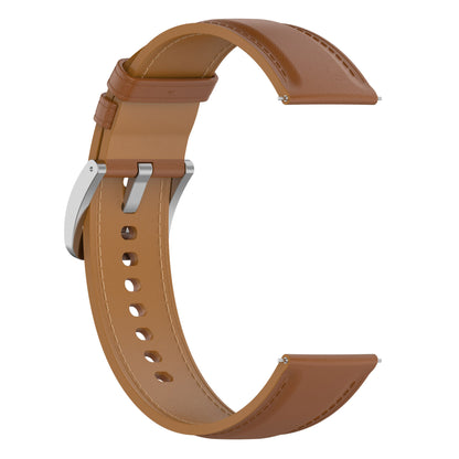 For Huawei Watch GT2/Samsung Galaxy Watch Active 20mm Universal Stitching Line First Layer Cowhide Solid Color Smart Watch Replacement Strap
