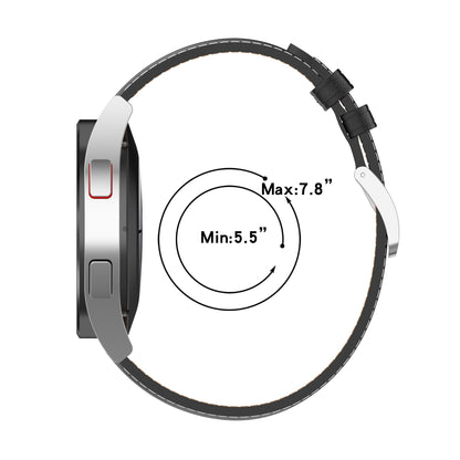 For Huawei Watch GT2/Samsung Galaxy Watch Active 20mm Universal Stitching Line First Layer Cowhide Solid Color Smart Watch Replacement Strap
