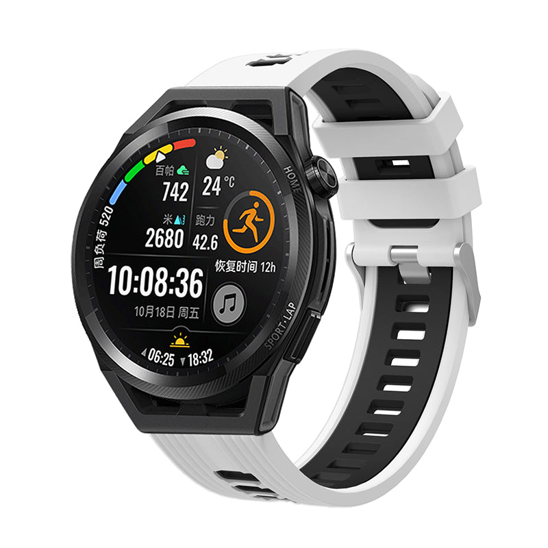 For Huawei Watch GT 3 (46mm) Dual Color 22mm Silicone Watch Strap Replacement Wrist Band