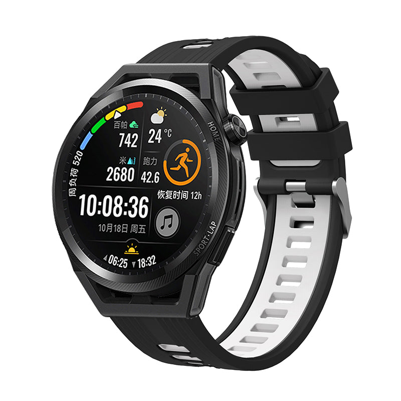 For Huawei Watch GT 3 (46mm) Dual Color 22mm Silicone Watch Strap Replacement Wrist Band