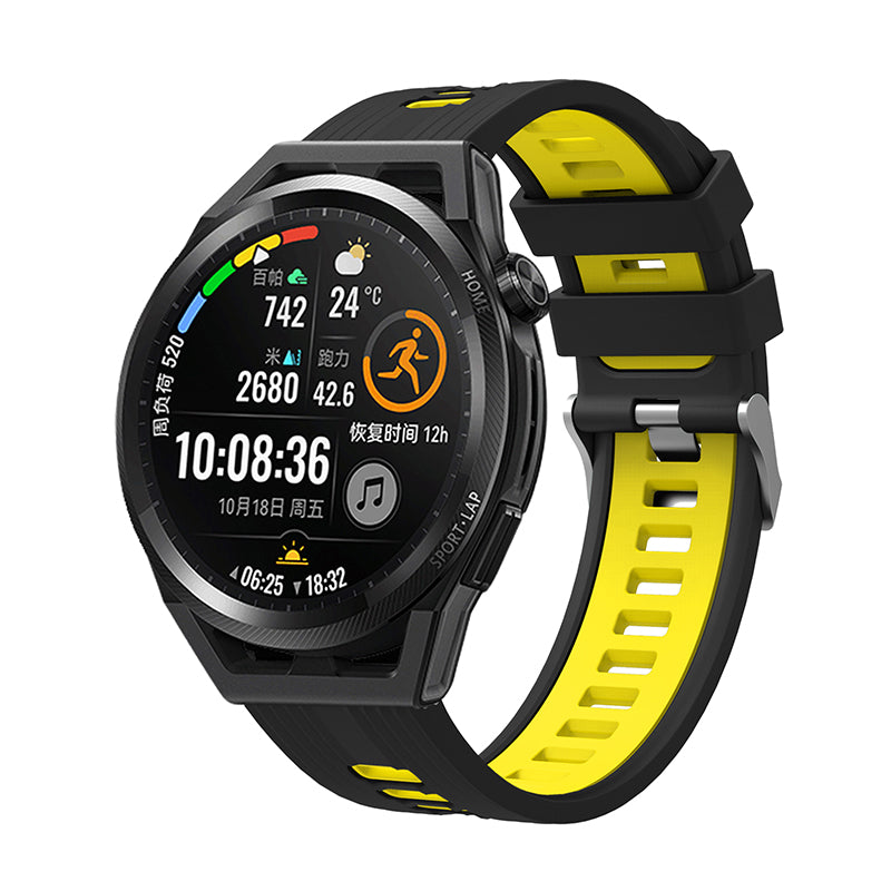 For Huawei Watch GT 3 (46mm) Dual Color 22mm Silicone Watch Strap Replacement Wrist Band