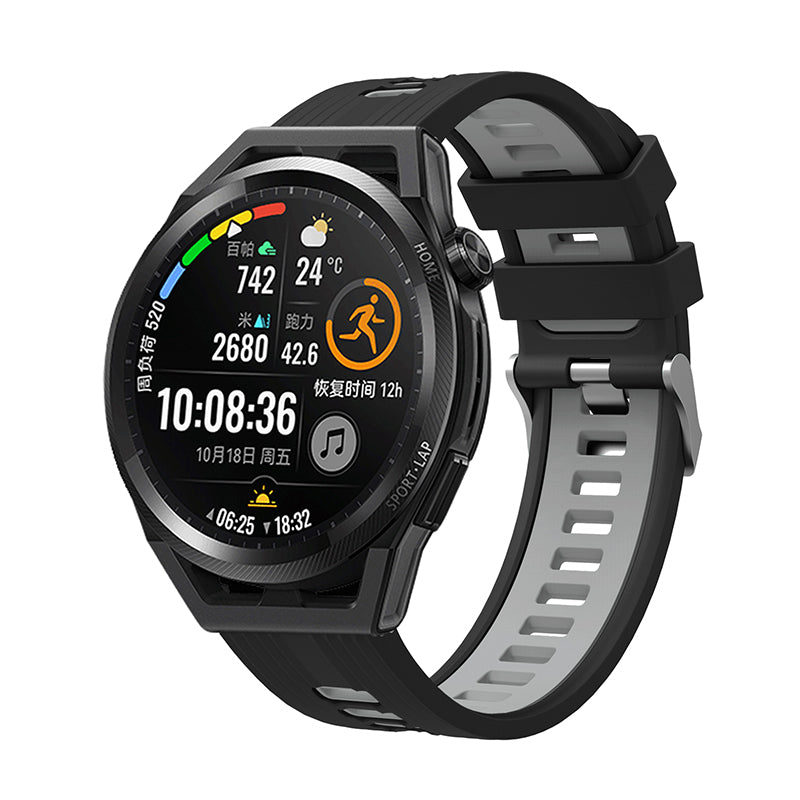 For Huawei Watch GT 3 (46mm) Dual Color 22mm Silicone Watch Strap Replacement Wrist Band