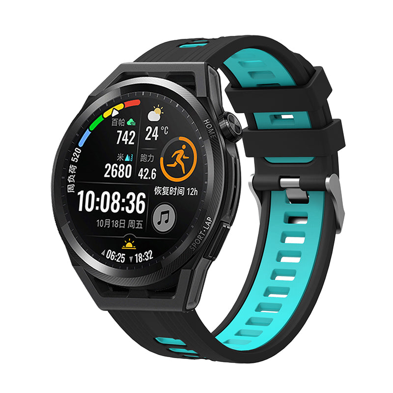For Huawei Watch GT 3 (46mm) Dual Color 22mm Silicone Watch Strap Replacement Wrist Band