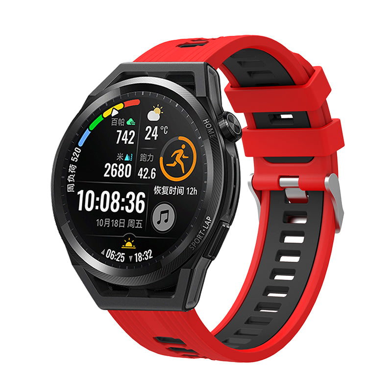 For Huawei Watch GT 3 (46mm) Dual Color 22mm Silicone Watch Strap Replacement Wrist Band