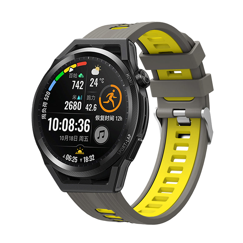 For Huawei Watch GT 3 (46mm) Dual Color 22mm Silicone Watch Strap Replacement Wrist Band