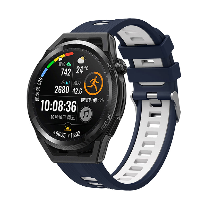 For Huawei Watch GT 3 (46mm) Dual Color 22mm Silicone Watch Strap Replacement Wrist Band