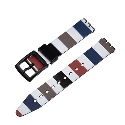 For Swatch Wrist Band Replacement Pattern Printed Silicone Adjustable Buckle Design Watch Strap 17mm
