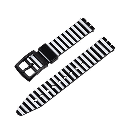 For Swatch Wrist Band Replacement Pattern Printed Silicone Adjustable Buckle Design Watch Strap 17mm