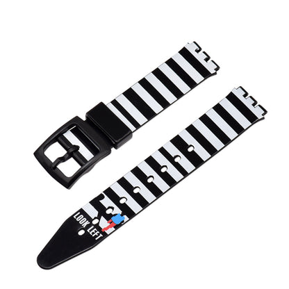 For Swatch Wrist Band Replacement Pattern Printed Silicone Adjustable Buckle Design Watch Strap 17mm