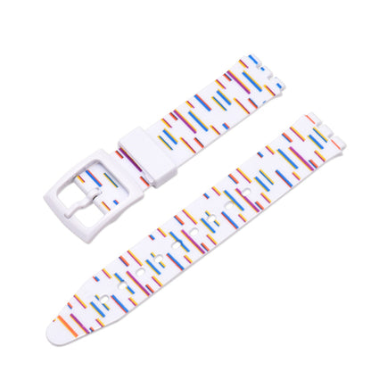 For Swatch Wrist Band Replacement Pattern Printed Silicone Adjustable Buckle Design Watch Strap 17mm