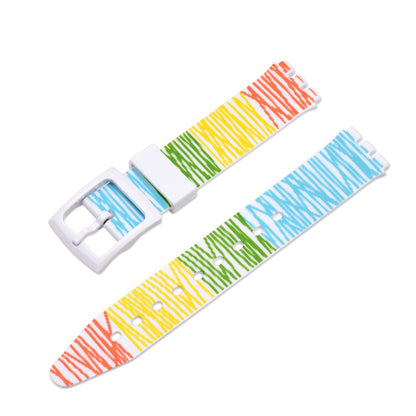 For Swatch Wrist Band Replacement Pattern Printed Silicone Adjustable Buckle Design Watch Strap 17mm