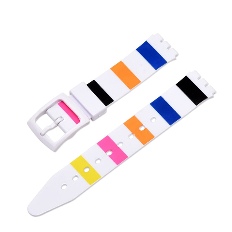 For Swatch Wrist Band Replacement Pattern Printed Silicone Adjustable Buckle Design Watch Strap 17mm