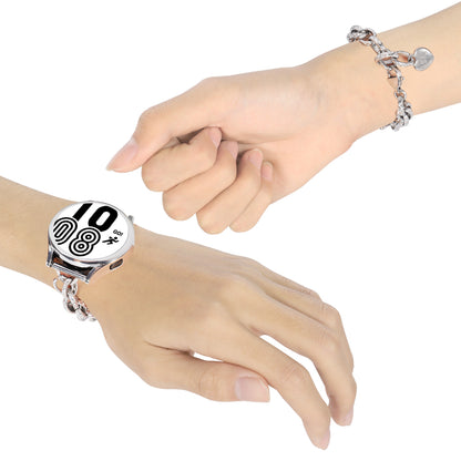 For Huawei Watch GT3 46mm/Xiaomi Haylou RS3 Watch Band 22mm Stainless Steel Replacement Bracelet with Heart Pendant