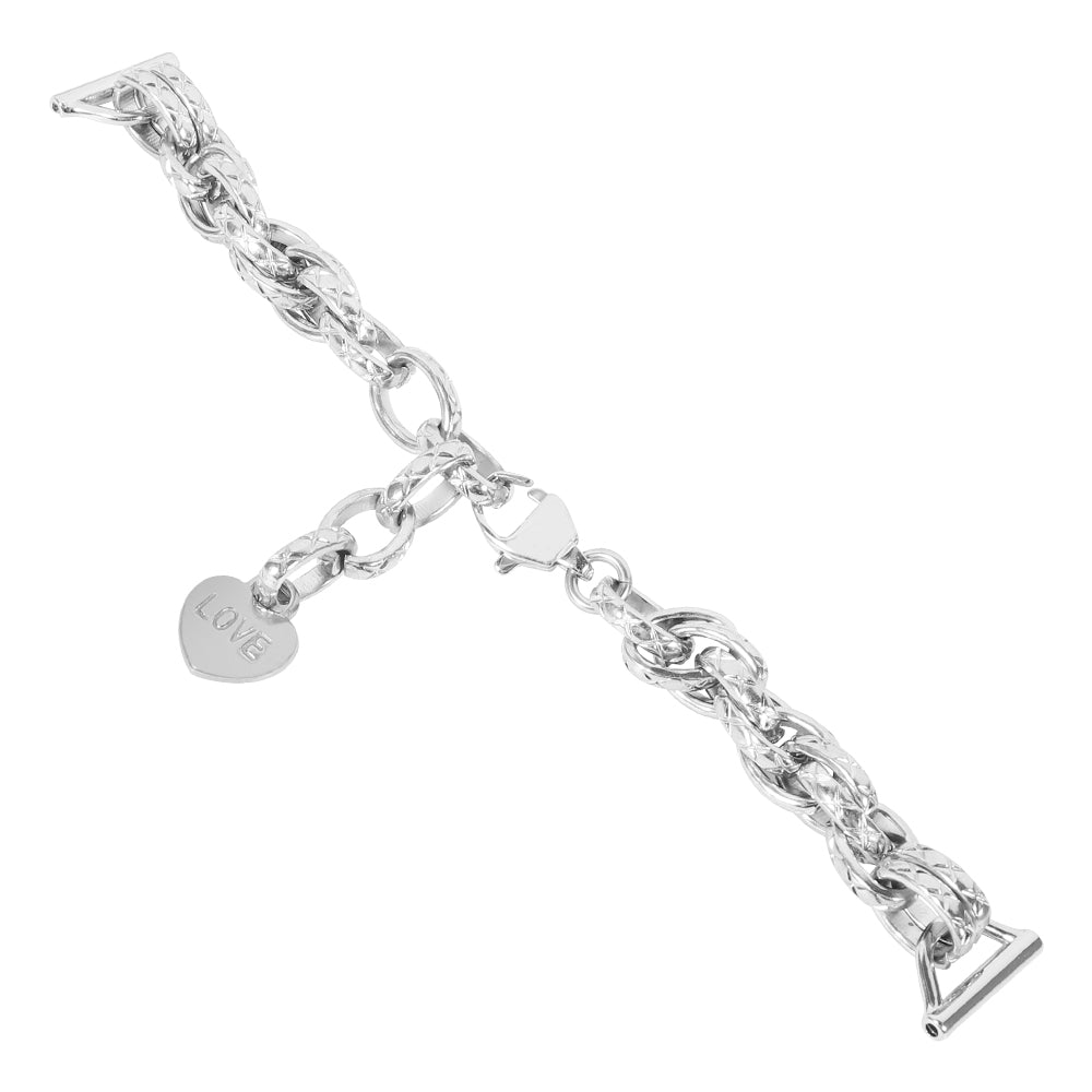 For Huawei Watch GT3 46mm/Xiaomi Haylou RS3 Watch Band 22mm Stainless Steel Replacement Bracelet with Heart Pendant