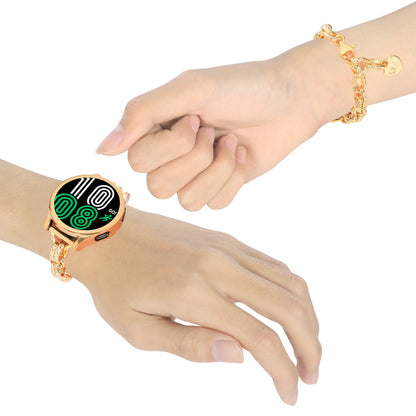 For Huawei Watch GT3 42mm/Samsung Galaxy Watch 4/4 Classic 20mm Replacement Bracelet Stainless Steel Watch Band with Heart Pendant