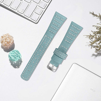 For Huami Amazfit Bip 1S/GTR 42mm/GTS/Bip Lite Soft Durable Top Layer Genuine Leather Wrist Strap Wave Stitching Lines Watchband