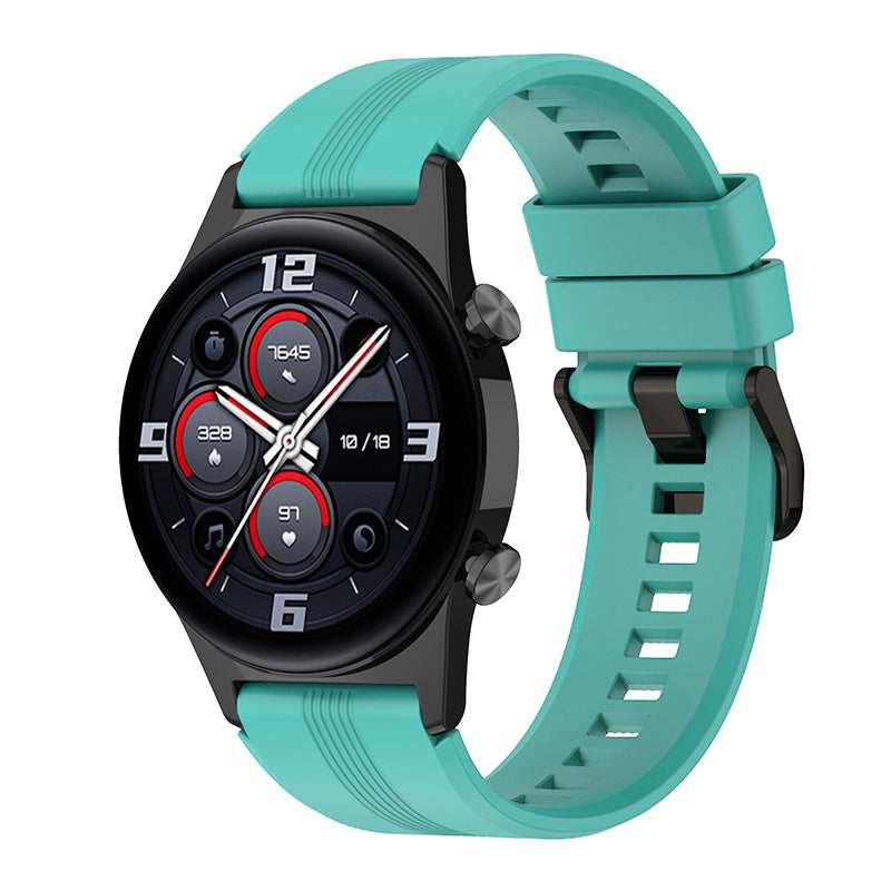 For Honor Watch GS3 Stripe Design Silicone Watch Strap 22mm Replacement Wrist Band with Stainless Steel Buckle