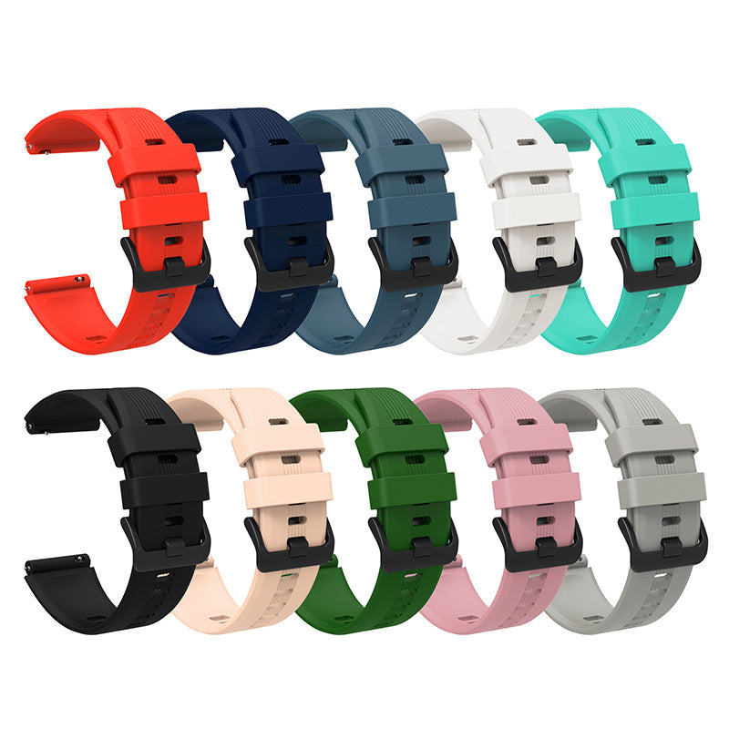 For Honor Watch GS3 Stripe Design Silicone Watch Strap 22mm Replacement Wrist Band with Stainless Steel Buckle