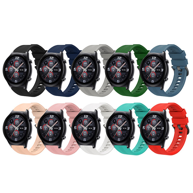 For Honor Watch GS3 Stripe Design Silicone Watch Strap 22mm Replacement Wrist Band with Stainless Steel Buckle