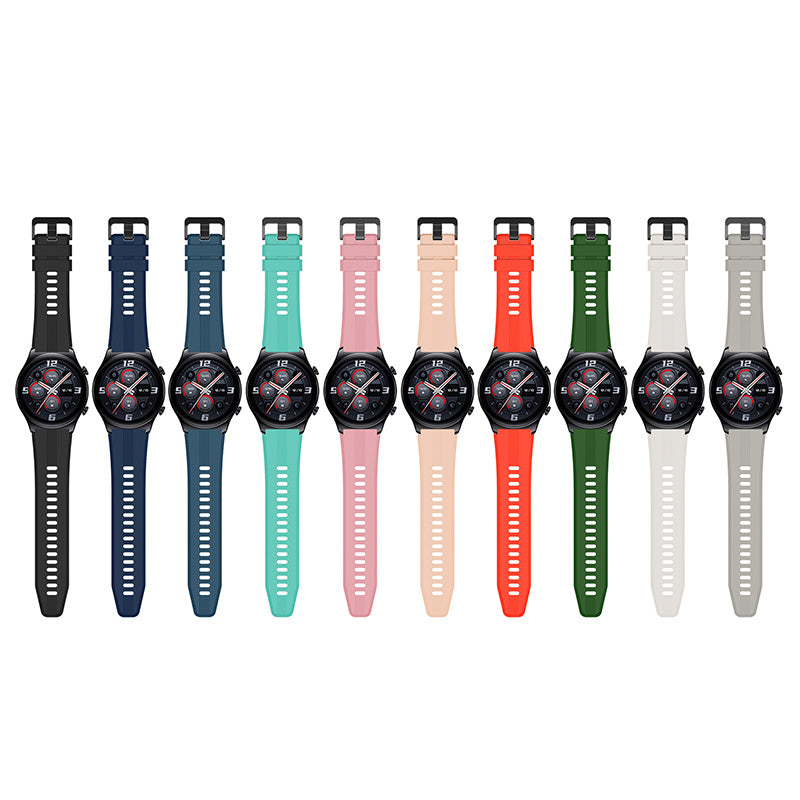 For Honor Watch GS3 Stripe Design Silicone Watch Strap 22mm Replacement Wrist Band with Stainless Steel Buckle