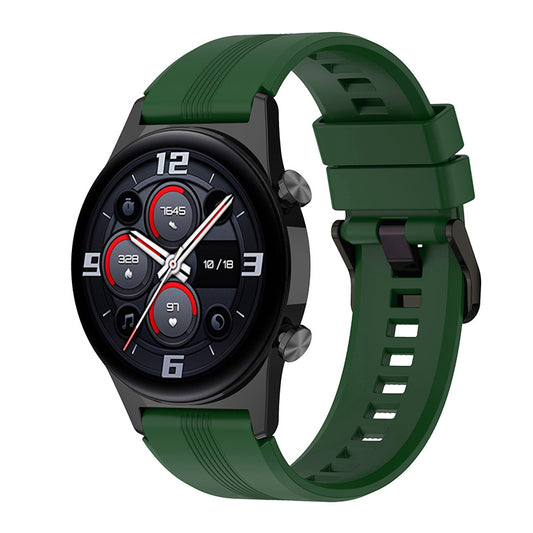 For Honor Watch GS3 Stripe Design Silicone Watch Strap 22mm Replacement Wrist Band with Stainless Steel Buckle