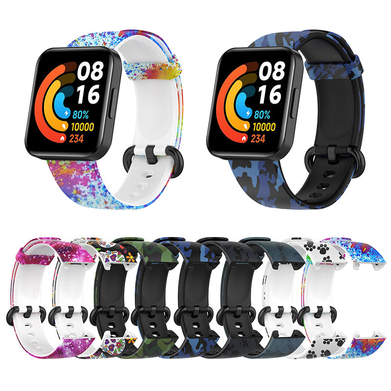 For Xiaomi Redmi Watch 2 Lite Pattern Printed Watchband Adjustable Silicone Smart Watch Strap