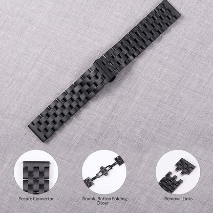 For Huawei Watch 1st Generation/Band S1/Watch Fit/TalkBand B5 18mm Stainless Steel 5 Beads Watch Band Replacement Wrist Strap