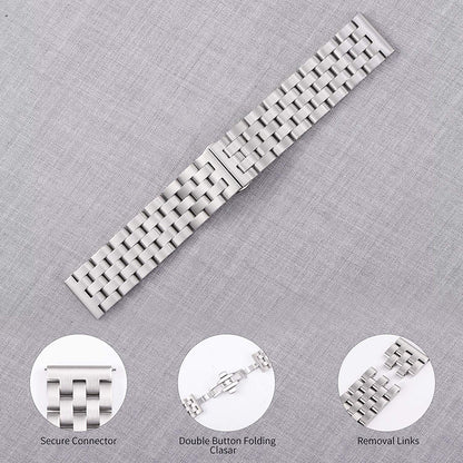 For Huawei Watch 1st Generation/Band S1/Watch Fit/TalkBand B5 18mm Stainless Steel 5 Beads Watch Band Replacement Wrist Strap