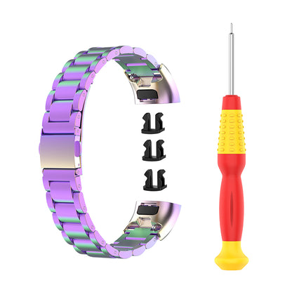 For Honor Band 4/5 Stylish Watch Band Stainless Steel 3 Beads Replacement Wrist Strap with Buckles