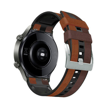 For Huawei Watch GT3/Huami Amazfit GTR3 Three Color Design 22mm Leather Coated Silicone Wrist Band Replacement Smartwatch Strap