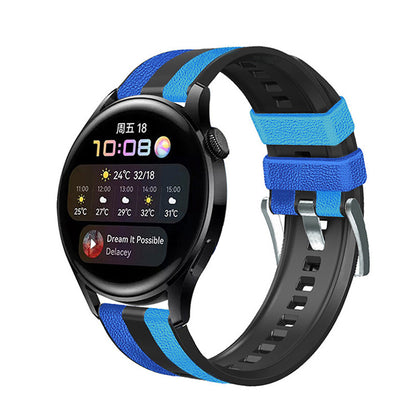 For Huawei Watch GT3/Huami Amazfit GTR3 Three Color Design 22mm Leather Coated Silicone Wrist Band Replacement Smartwatch Strap