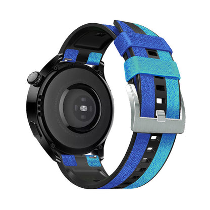 For Huawei Watch GT3/Huami Amazfit GTR3 Three Color Design 22mm Leather Coated Silicone Wrist Band Replacement Smartwatch Strap