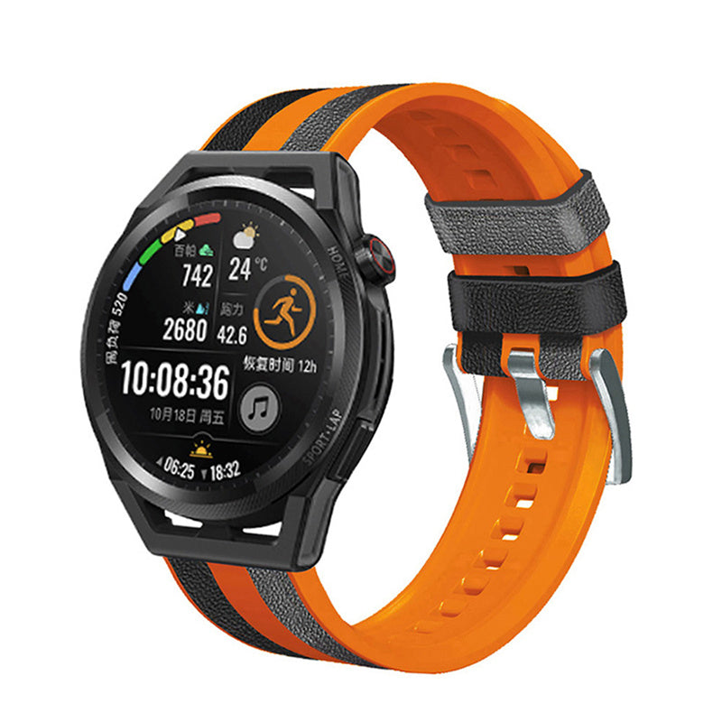For Huawei Watch GT3/Huami Amazfit GTR3 Three Color Design 22mm Leather Coated Silicone Wrist Band Replacement Smartwatch Strap