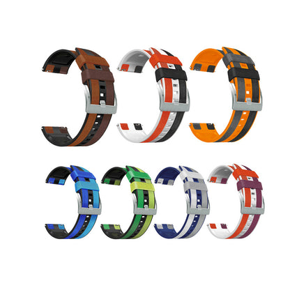 For Huawei Watch GT3/Huami Amazfit GTR3 Three Color Design 22mm Leather Coated Silicone Wrist Band Replacement Smartwatch Strap
