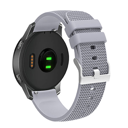 For Huawei TalkBand B5 Grid Design Soft Silicone Watch Band 18mm Replacement Strap with Silver Buckle