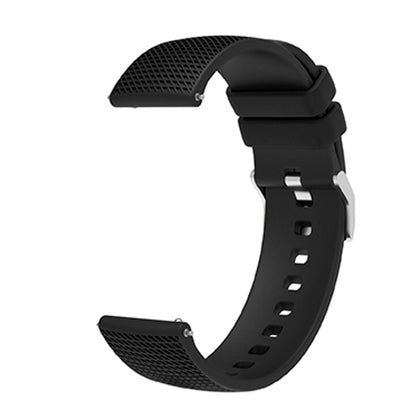 For Huawei TalkBand B5 Grid Design Soft Silicone Watch Band 18mm Replacement Strap with Silver Buckle