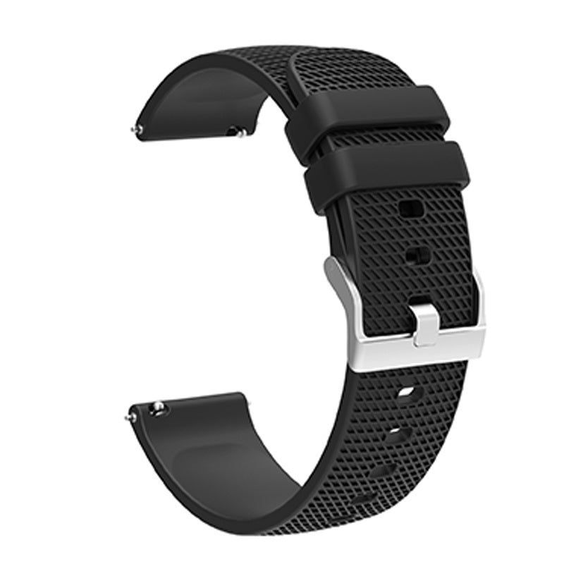 For Huawei TalkBand B5 Grid Design Soft Silicone Watch Band 18mm Replacement Strap with Silver Buckle