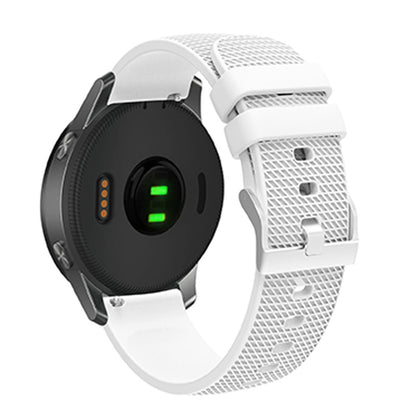 For Huawei TalkBand B5 Grid Design Soft Silicone Watch Band 18mm Replacement Strap with Silver Buckle