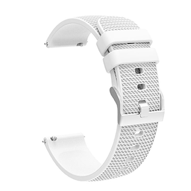 For Huawei TalkBand B5 Grid Design Soft Silicone Watch Band 18mm Replacement Strap with Silver Buckle