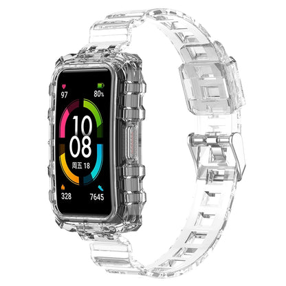 For Huawei Band 7/Band 6/Honor Band 6 Replacement Transparent TPU Watch Strap Wrist Band with Watch Case